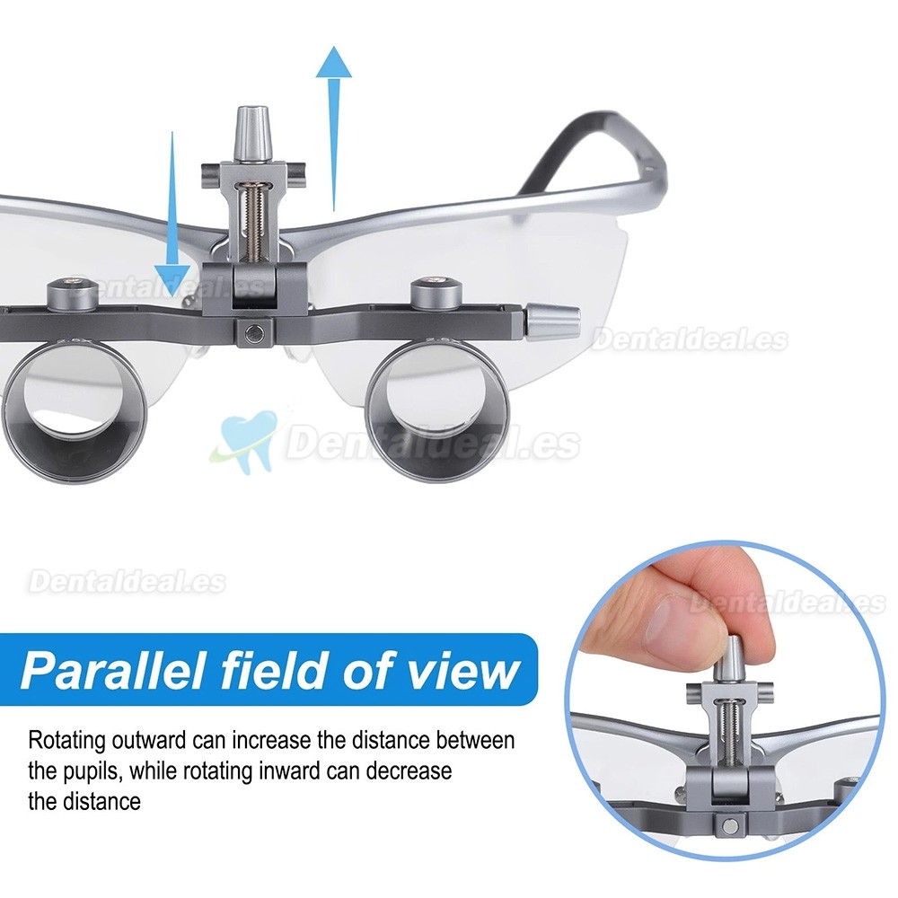 DY-118 Lupa Dental 2.5X 450 mm Ajuste Distancia Pupilar Montura Aluminio